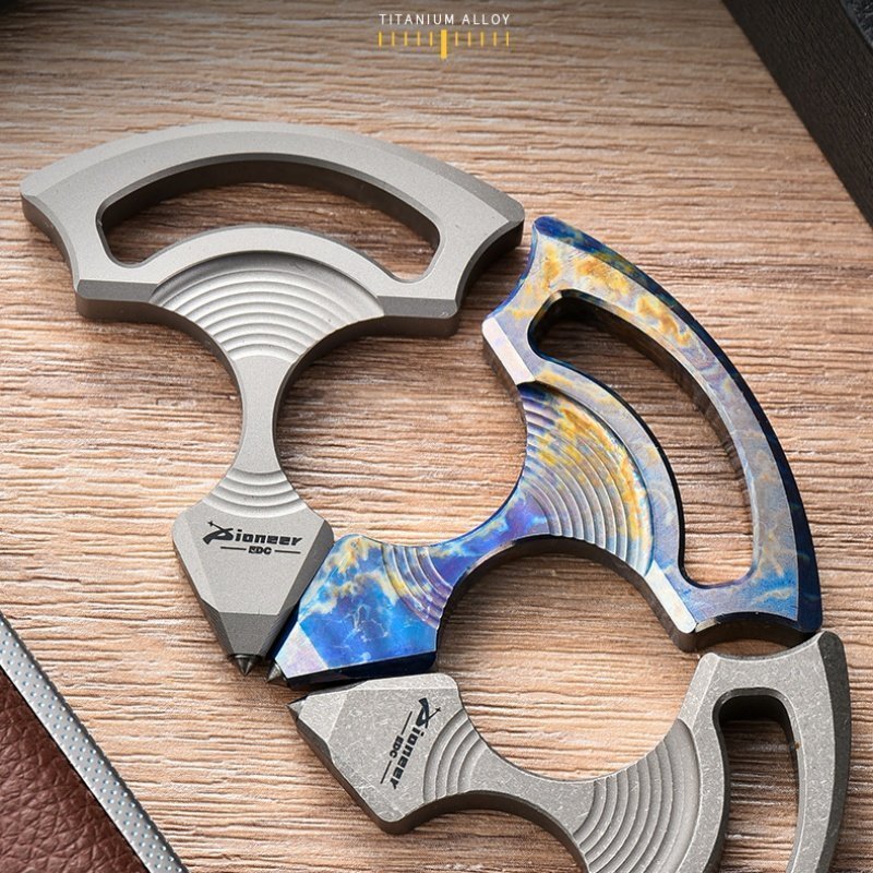 13-1.jpg Titanium EDC outdoor self-defense tool titanium single finger tiger camping,schlagring – Bild 1