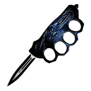 BIKER KNUCKLE OTF MESSER & DEFENDER BRASS KNUCKLE SWITCHBLADE