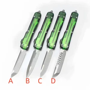 OTF-Messer mit grünem, durchscheinendem Griff – Bild 6