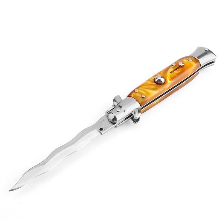 36-1-1.jpg 8,75 Zoll italienisches Stiletto Switch Kris Blade Fickmesser Orange – Bild 1