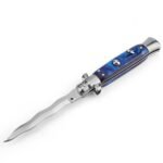 8,75 Zoll italienisches Stiletto Switch Kris Blade Fickmesser Blau