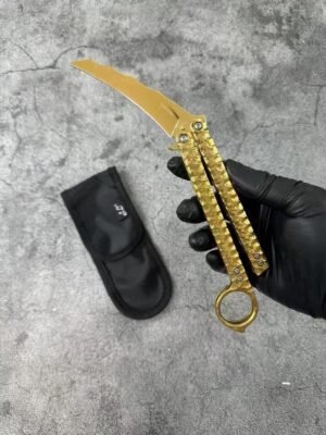 Balisong Karambit Eagle Claw Variation Schleudermesser Farbe Titanium Edition,Butterfly messer – Bild 6