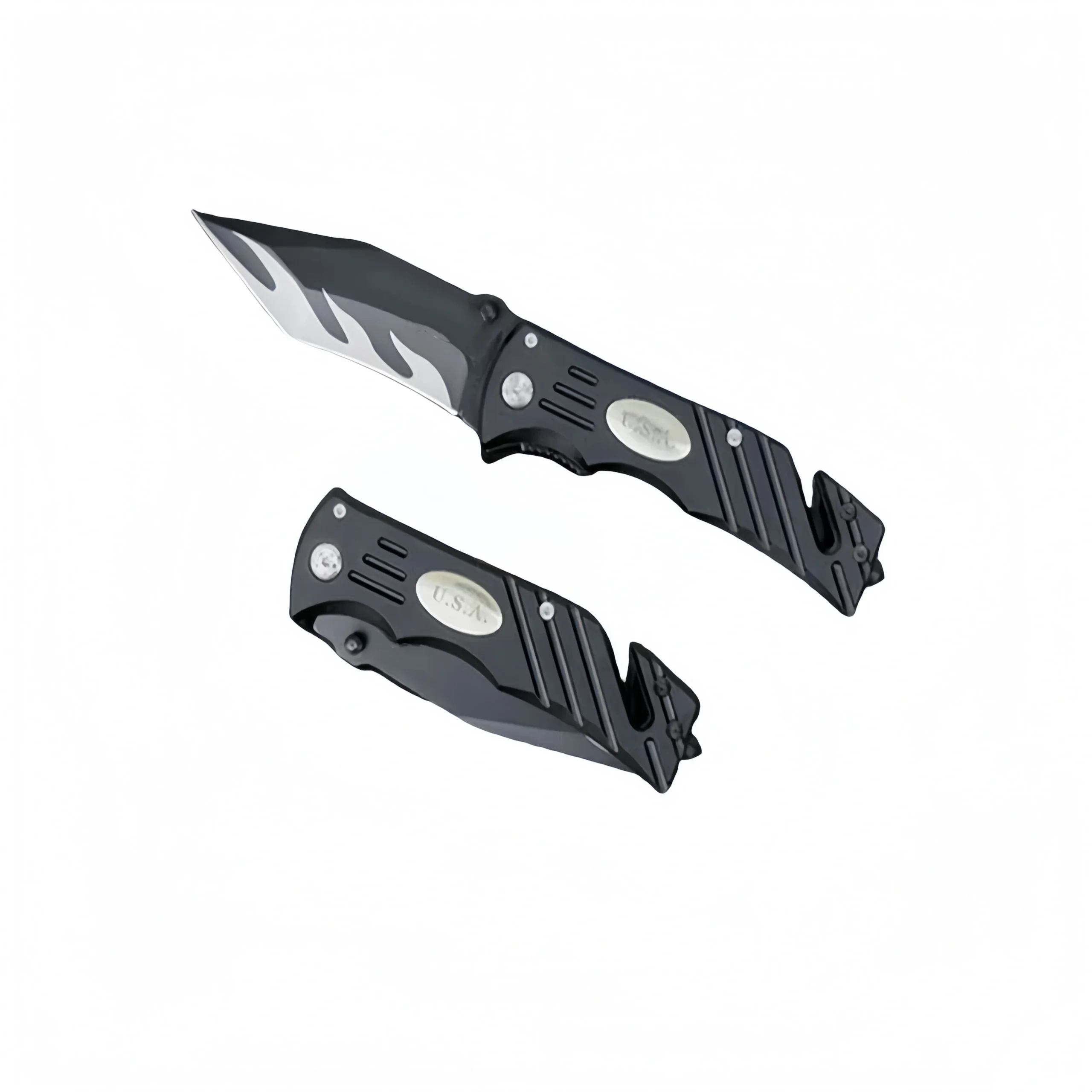 F20-scaled-1.webp Taktisches Taschenmesser mit teilweise gezackter Klinge C Rettungswerkzeug mit Gurtschneider und Glasbrecher C EDC-Messer im Benchmade-Stil,Pocket Knife – Bild 1