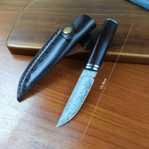 Damaskus geschmiedetes Stahl Camping kleines gerades Messer Geweihgriff Messer – Bild 8