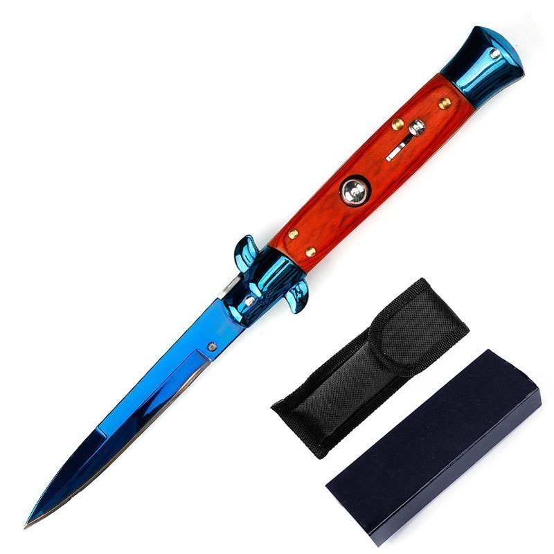 O1CN01xDh3zF1t2bdr19uAW_3914495844-0-cib.jpg 8,75 AKC Blau Titan Rot Farbe Holz Stiletto Absatz Switchblade – Bild 1