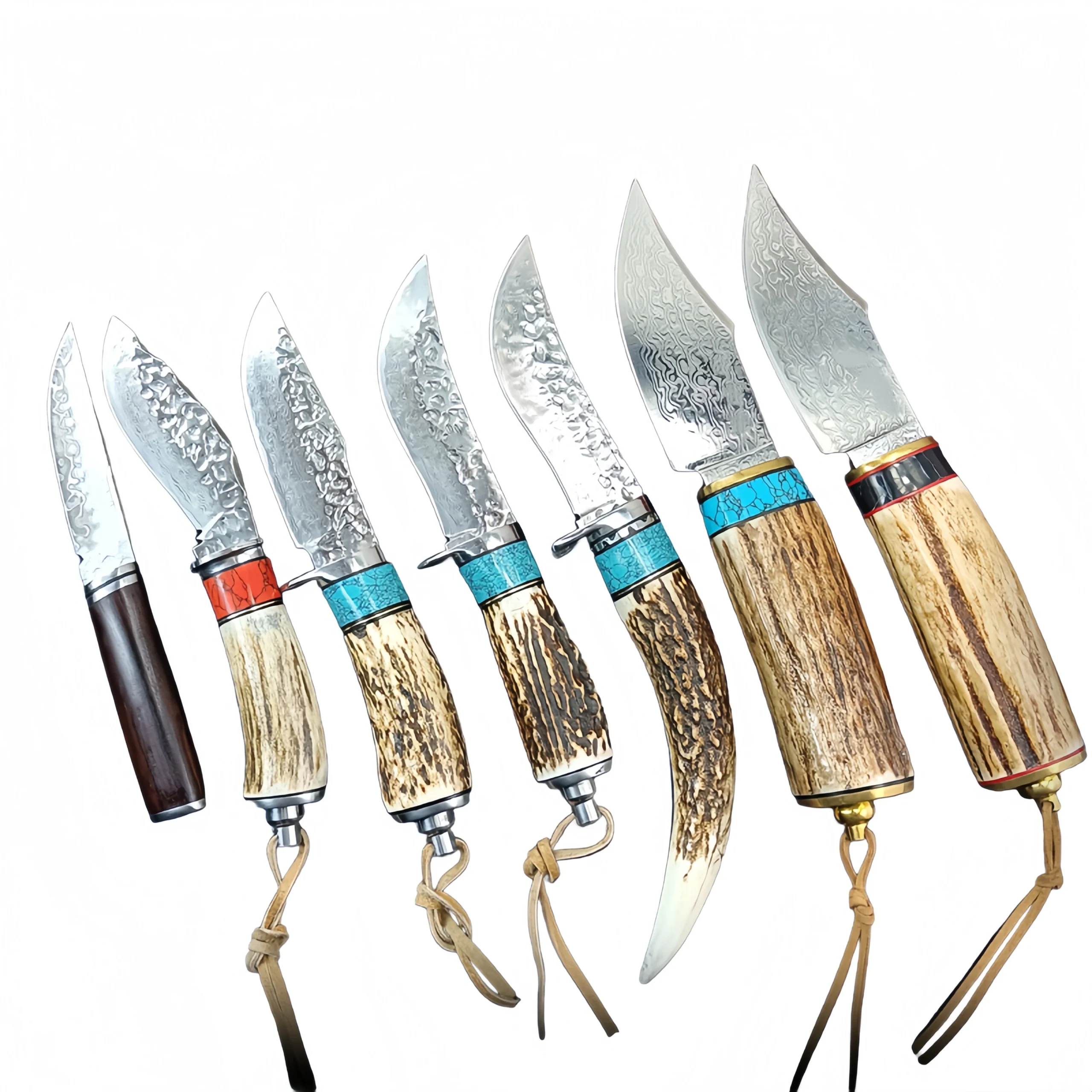 O1CN01zODcX92KiHGDw39V2_2206429469590-0-cib-scaled-1.webp Damaskus geschmiedetes Stahl Camping kleines gerades Messer Geweihgriff Messer – Bild 1