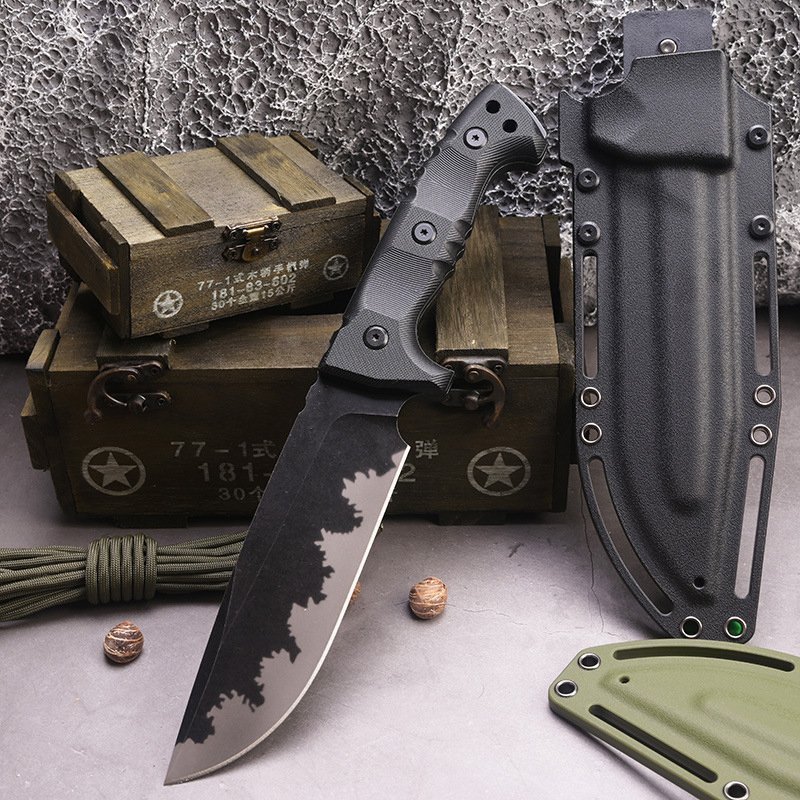 Se8da09360da64a689dd2208563dde58cz-1.jpg Camping-Outdoor-berlebensmesser, tragbares Messer, hohe Hrte, gerades Messer, scharfes berlebensmesser, integrierter Kiel, hohe Hrte, taktisches Messer C Schwarz,Bushcraft Messer – Bild 1