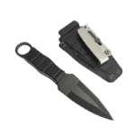 Outdoor-Stahlmesser mit hoher Hrte und Schrfe Taktisches kleines Stabmesser mit K-Scheide A-1 schwarz/schwarzer Griff,Jagdmesser