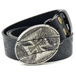 Grtelschnalle Messer - Groes Kreuz Messerschnalle geprgt schwarz,Gürtelschnalle mit messer