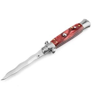 8,75 Zoll italienisches Stiletto Switch Kris Blade Fickmesser Rot