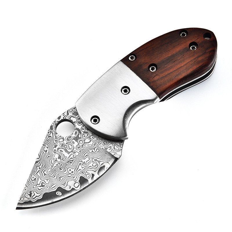 O1CN01XM098o25ePeF68tKO_2215722437551-0-cib.jpg Mini Mantis Messer Damaszener Stahl Klappmesser Holzgriff Taschenmesser Tragbares Unboxing