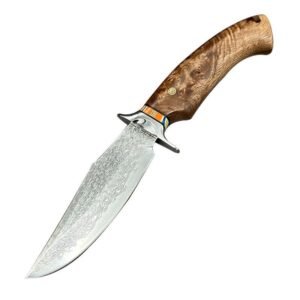 Maple Leaf Outdoor Damaszener Stahl Gerades Messer Handgefertigte Campingausrstung