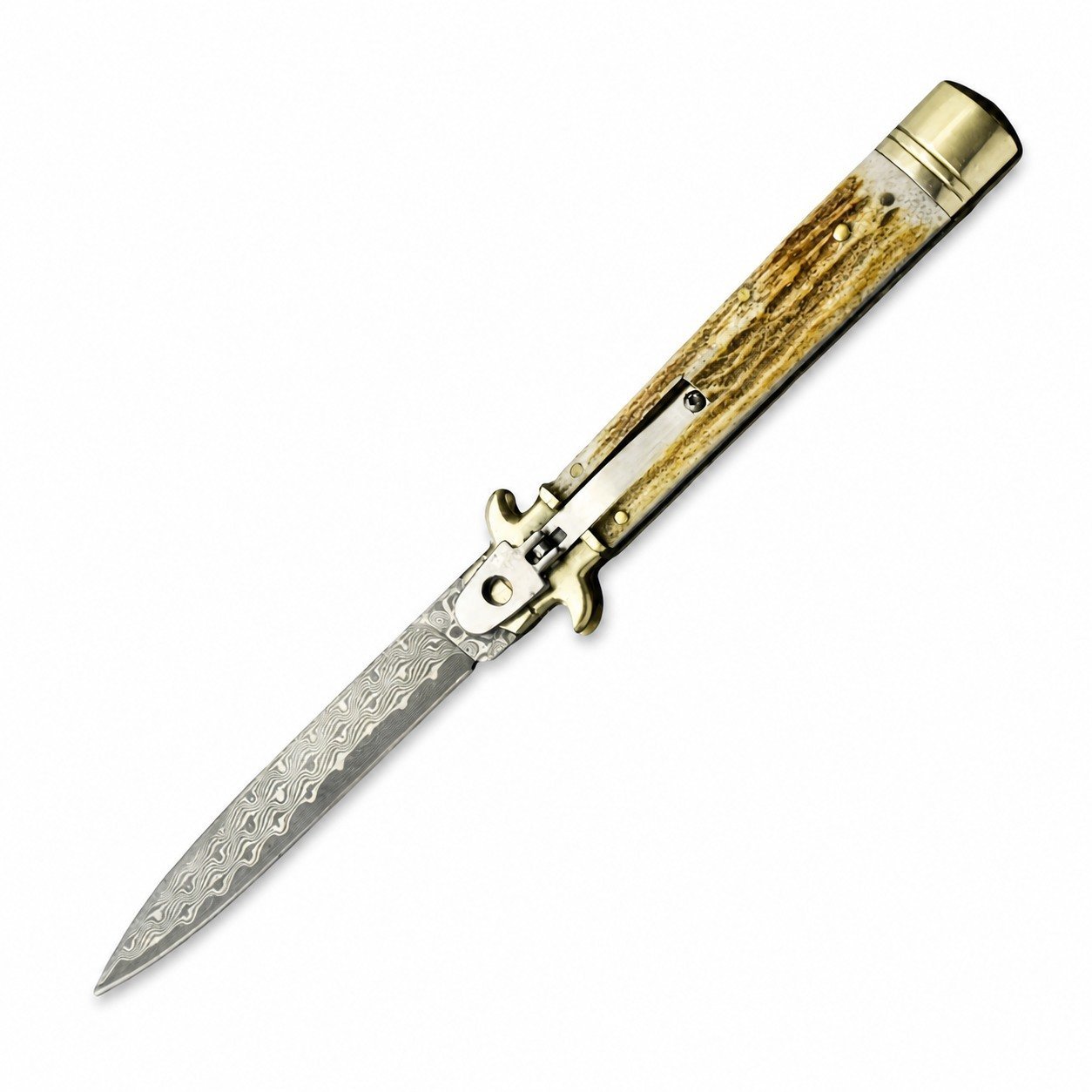 44714-main-white-clean 9-Zoll-Stiletto-Messer mit Geweihgriff aus Damaststahl