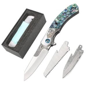 Wildnis-Survival-Klappmesser, multifunktionales, abnehmbares Damaskus-Klappmesser